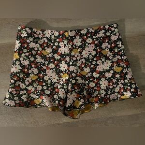 Valentino Red and White High Waist Floral Shorts